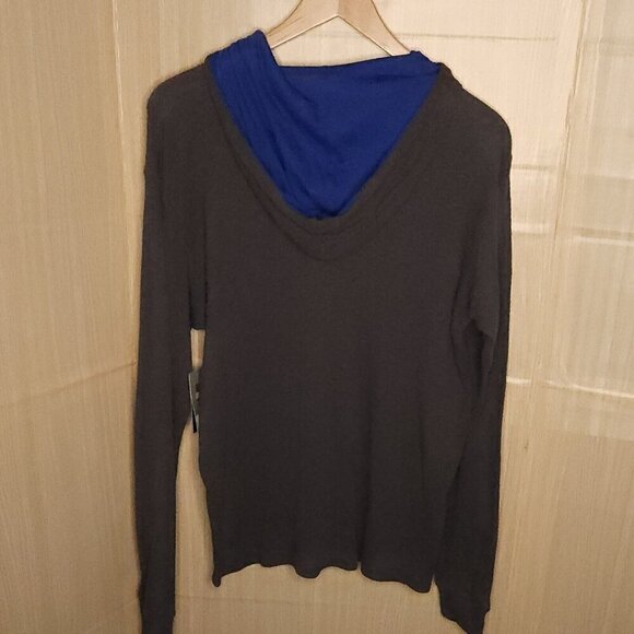 Colosseum University Of Kansas New Mens Grey Waffle Knit Hooded Shirt - Picture 2 of 7